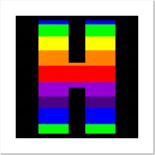 The Letter H in Rainbow Stripes Posters and Art